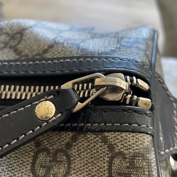 Vintage GUCCI Boston Bag in beige canvas and brown leather - Picture 12 of 17